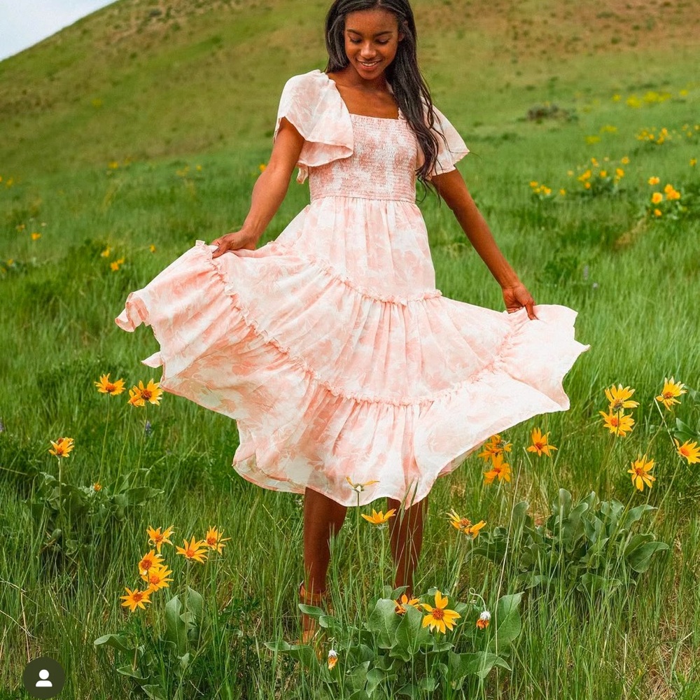 Flowy Pink Floral Dress